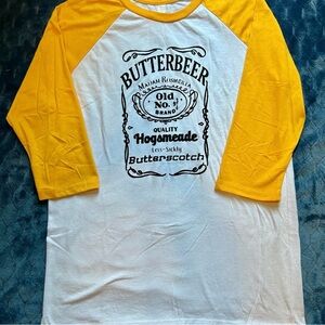 Harry Potter Butterbeer Raglan 3/4 sleeve Shirt size large